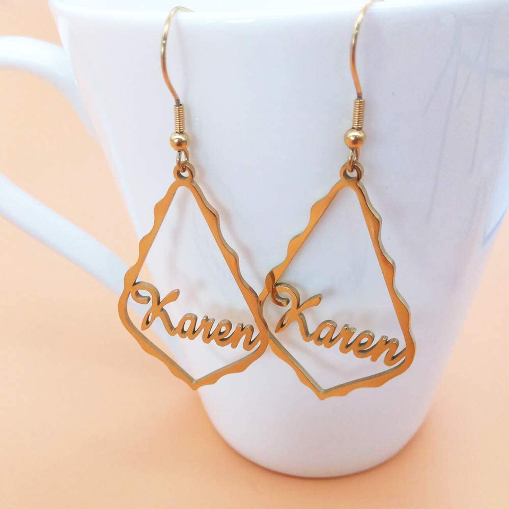 Mother's Day Gift Personalized Name Earrings Customized Drop Dangle Hoop Earrings