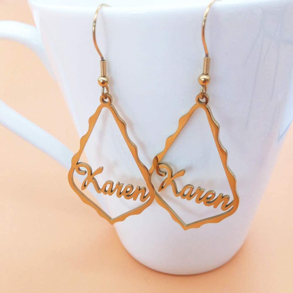 Mother's Day Gift Personalized Name Earrings Customized Drop Dangle Hoop Earrings
