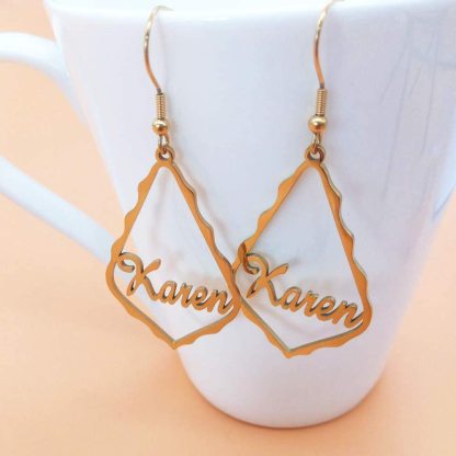 Mother's Day Gift Personalized Name Earrings Customized Drop Dangle Hoop Earrings