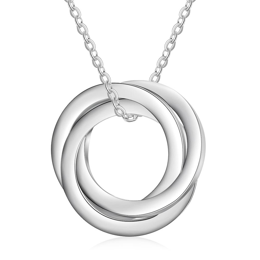Russian Ring Necklace Engraved Interlocking Rings Necklace Personalized 3 Names Gift For Mother
