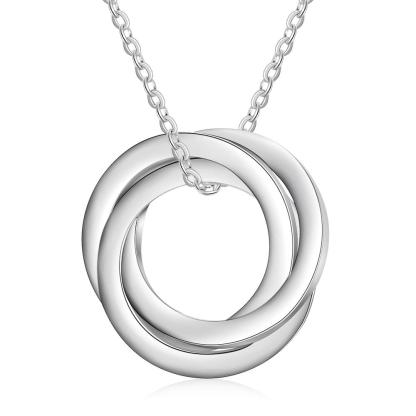 Russian Ring Necklace Engraved Interlocking Rings Necklace Personalized 3 Names Gift For Mother