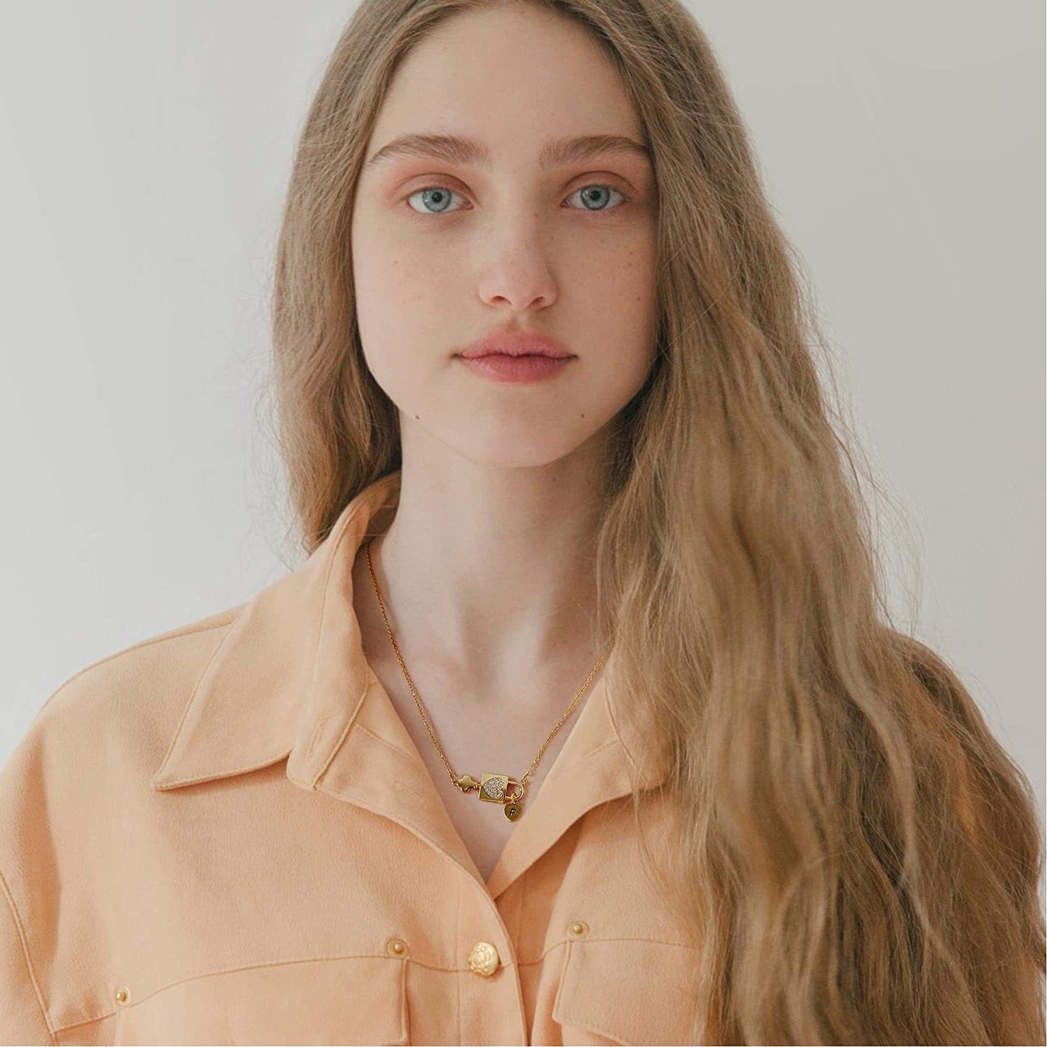 Mother's Day Gift Initial Necklace Letters A to Z Name Alphabet Heart Lock Pendant Necklace-Engravingift