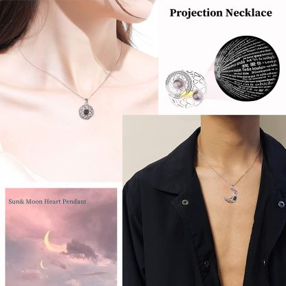 Mother's Day Gift SHIPS 24-HOURS Magnetic Couple Diamond "I Love You" in 100 Languages-2 Necklaces set-Engravingift