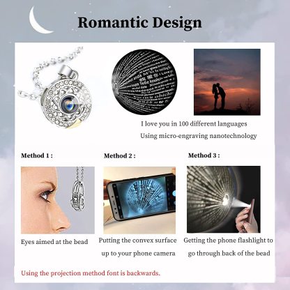 Mother's Day Gift SHIPS 24-HOURS Magnetic Couple Diamond "I Love You" in 100 Languages-2 Necklaces set-Engravingift