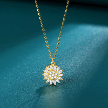 Mother's Day Gift Spinning Sunflower Necklace-Engravingift