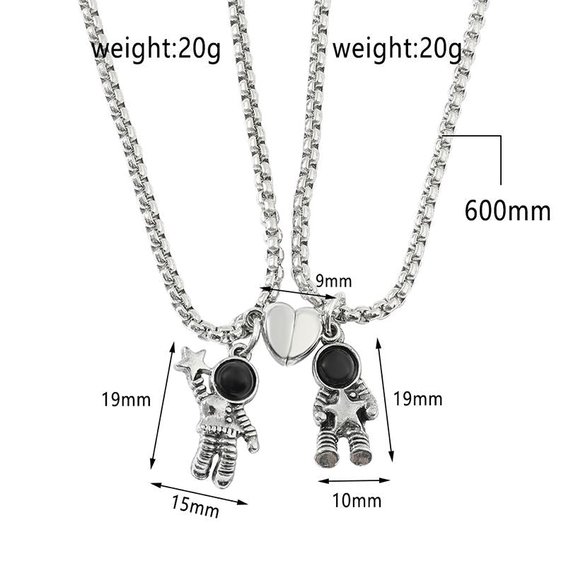 Mother's Day Magnetic Couple Necklace, Astronaut Matching Necklaces for Couples, Best Friend