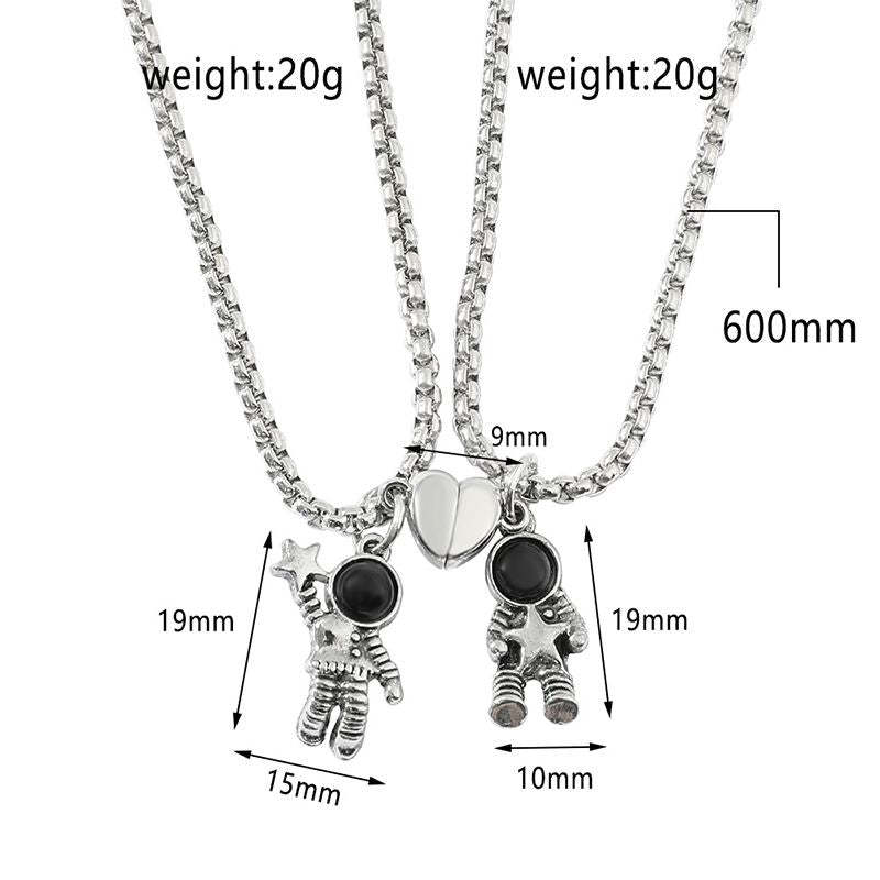 Mother's Day Magnetic Couple Necklace, Astronaut Matching Necklaces for Couples, Best Friend