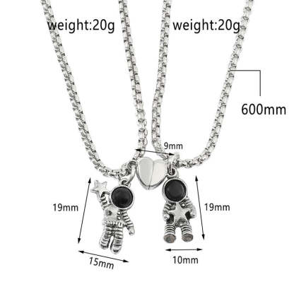 Mother's Day Magnetic Couple Necklace, Astronaut Matching Necklaces for Couples, Best Friend