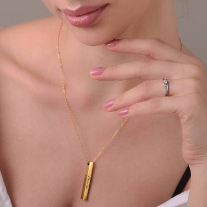 Personalized Bar Necklace For Women – Custom Name Engraved Necklace, Meaningful Gift