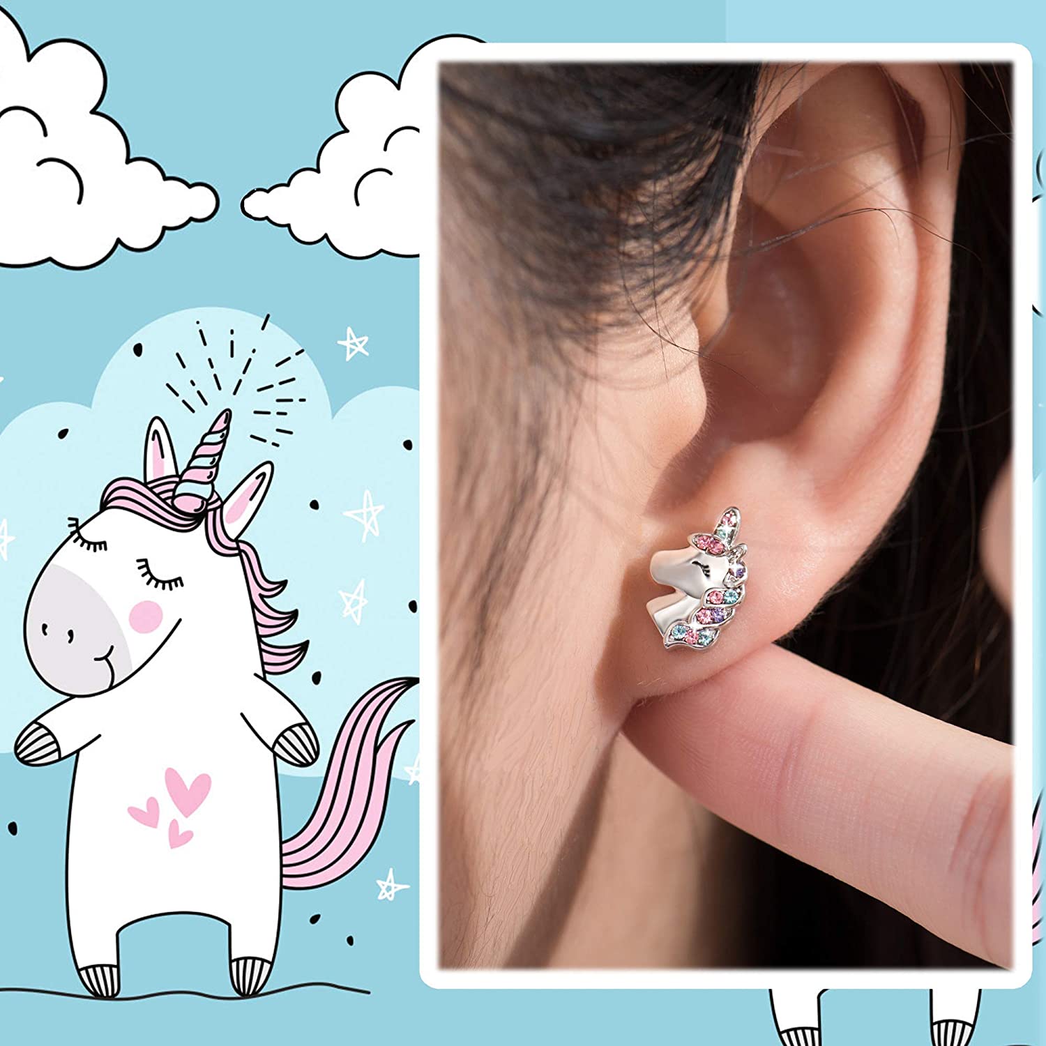 Christmas Gift Unicorn Earrings with Zircon You Are Magical-Engravingift