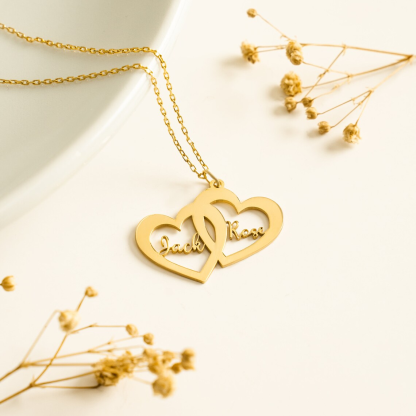 Couple Name Heart Personalized Two Names Necklace