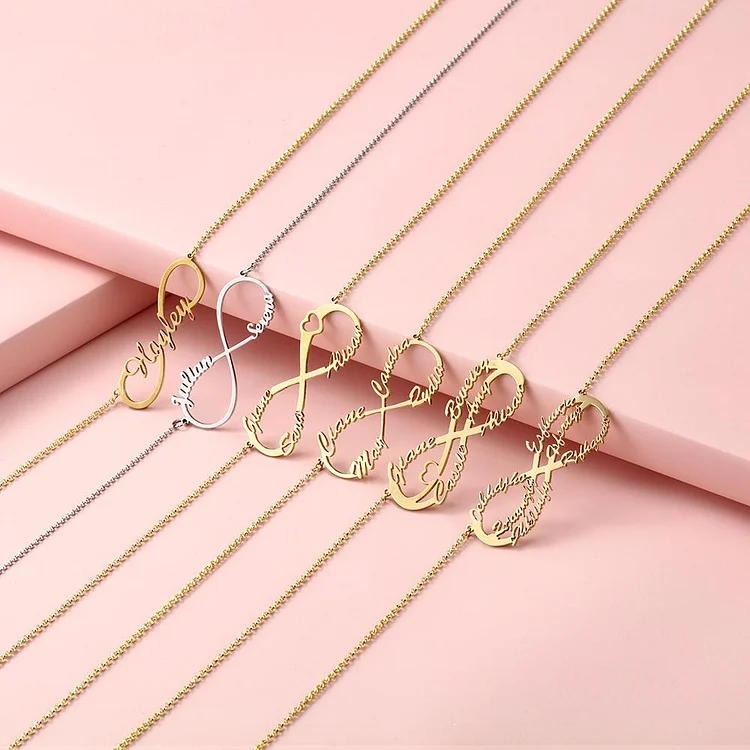 Personalized Infinity 2 Names Name Necklaces