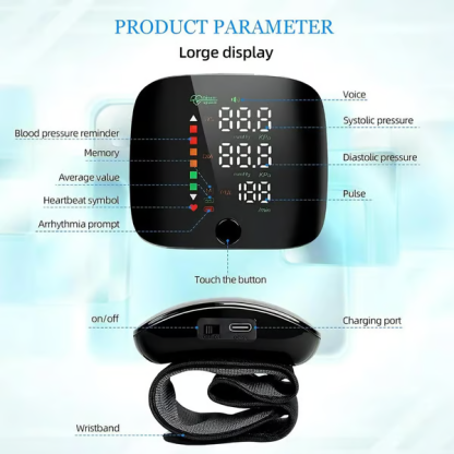 Christmas Gift 2025 Upgraded Wrist Blood Pressure Monitor Led Display