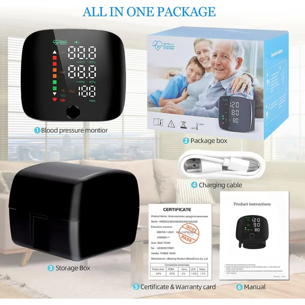 Christmas Gift 2025 Upgraded Wrist Blood Pressure Monitor Led Display
