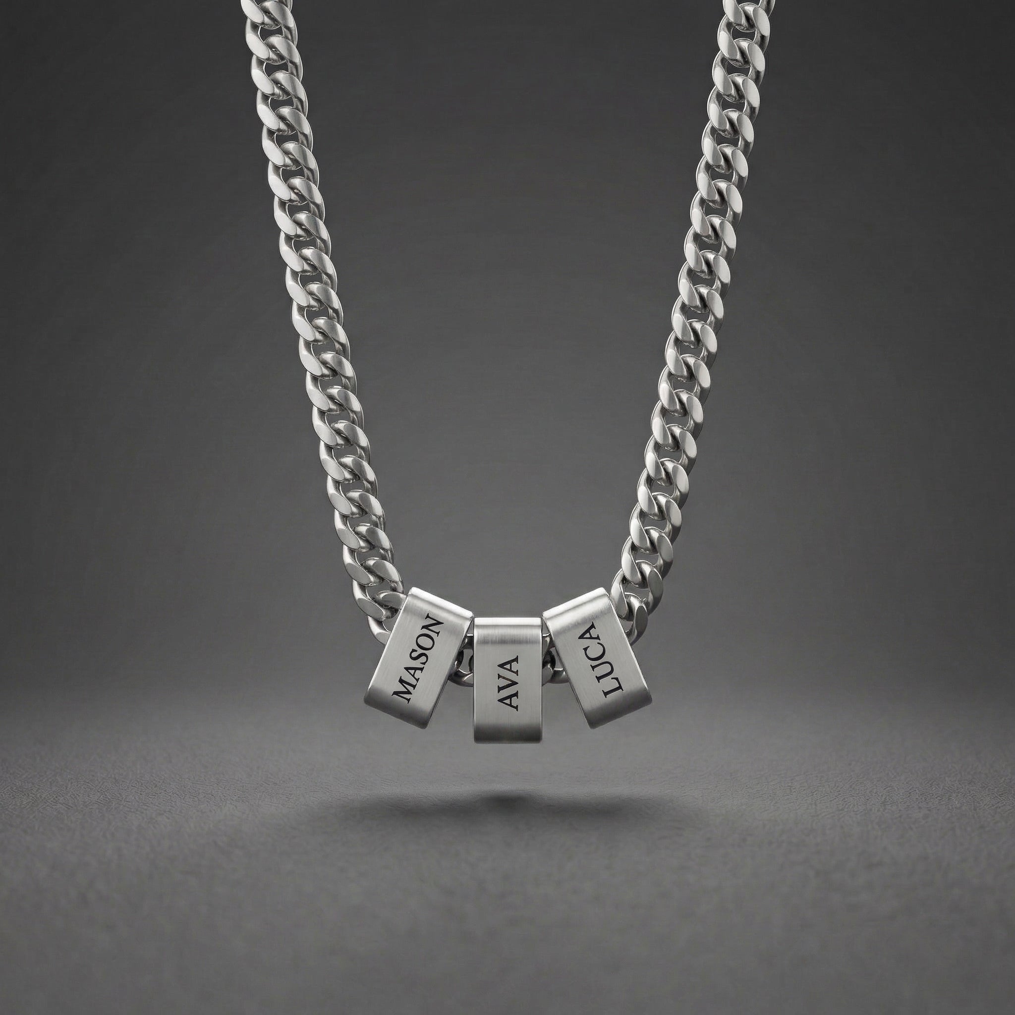 Custom Multi-Name Engraved Black Cuban Necklace