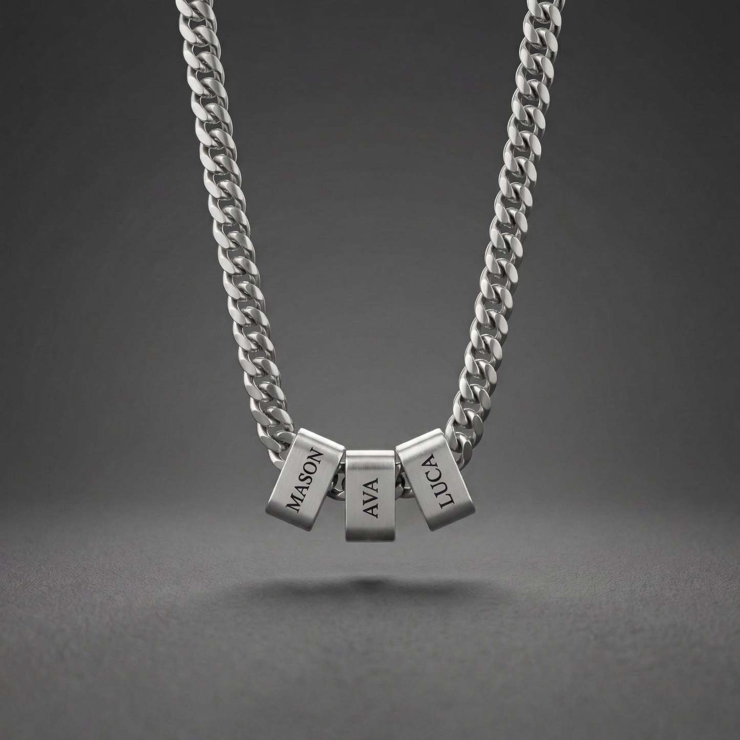 Custom Multi-Name Engraved Black Cuban Necklace