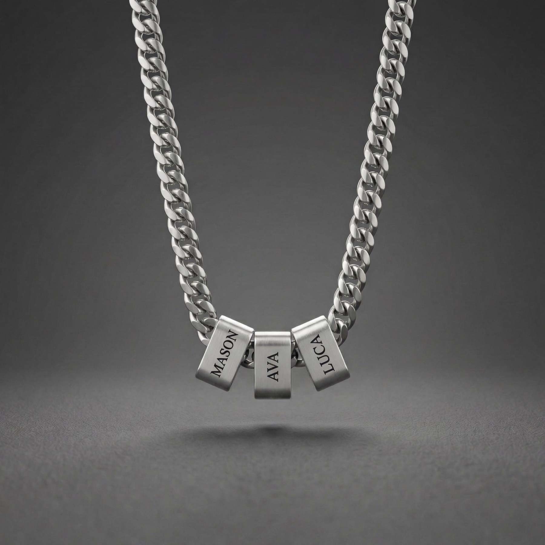Custom Multi-Name Engraved Black Cuban Necklace