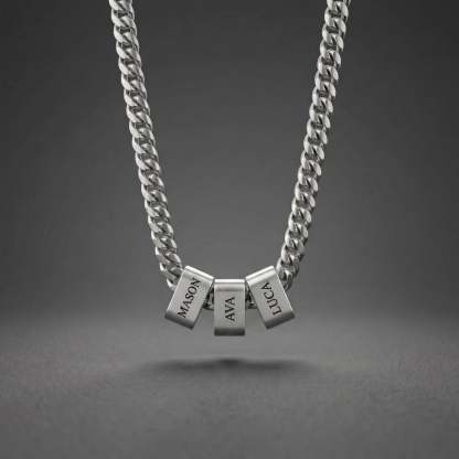 Custom Multi-Name Engraved Black Cuban Necklace