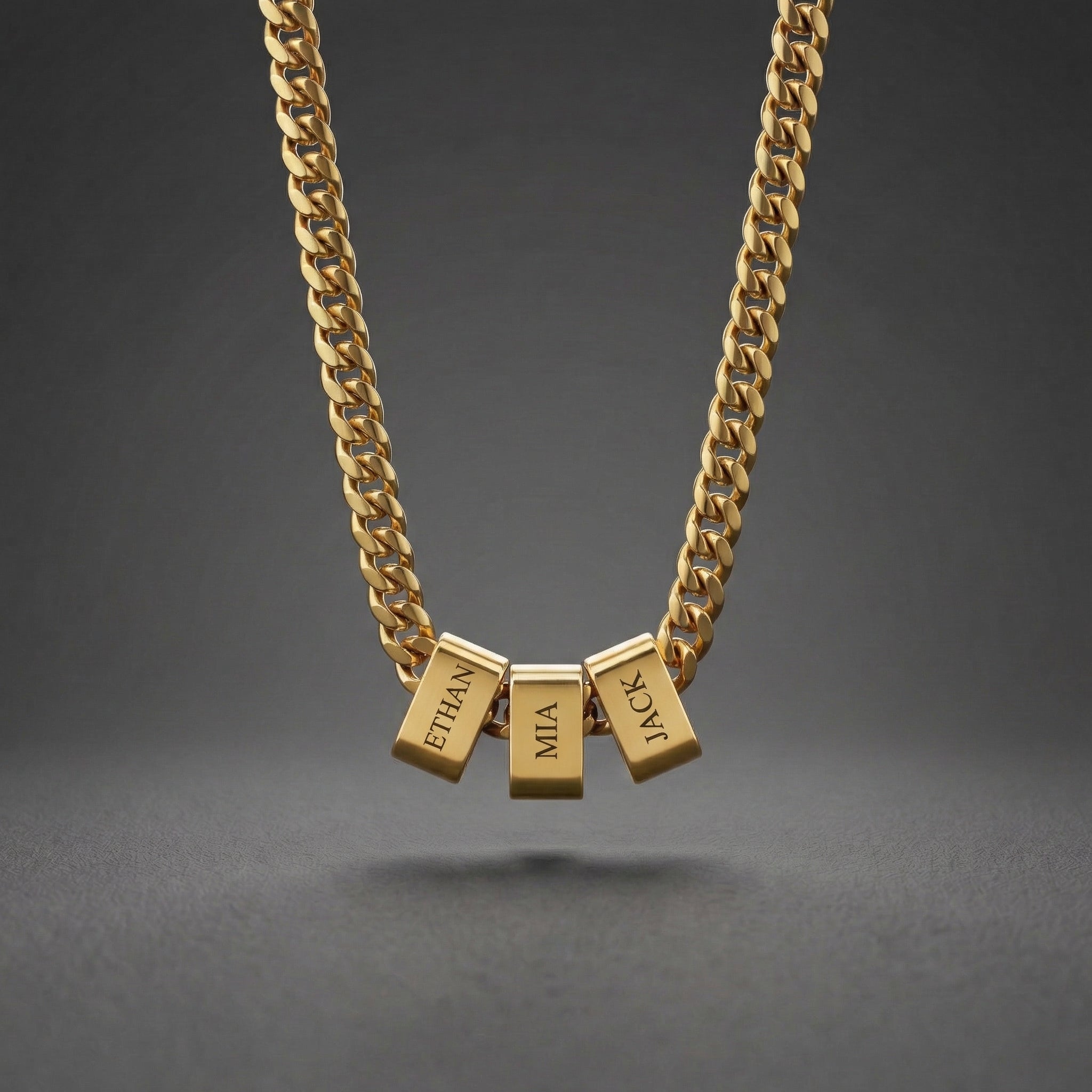 Custom Multi-Name Engraved Black Cuban Necklace
