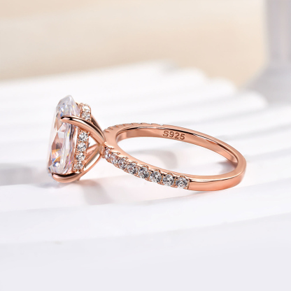 Classic Oval Cut Simulated Diamond Engagement Ring In Sterling Silver