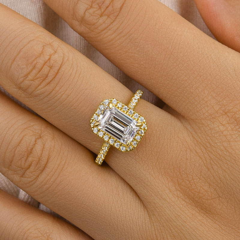 Maxine Attractive Halo Emerald Cut Engagement Ring
