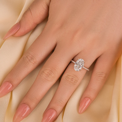 Classic Oval Cut Simulated Diamond Engagement Ring In Sterling Silver