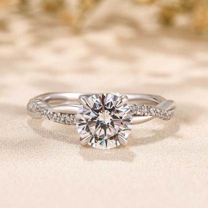 Twist 1.25 Carat/2.0 Carat Round Cut Promise Ring For Her In Sterling Silver