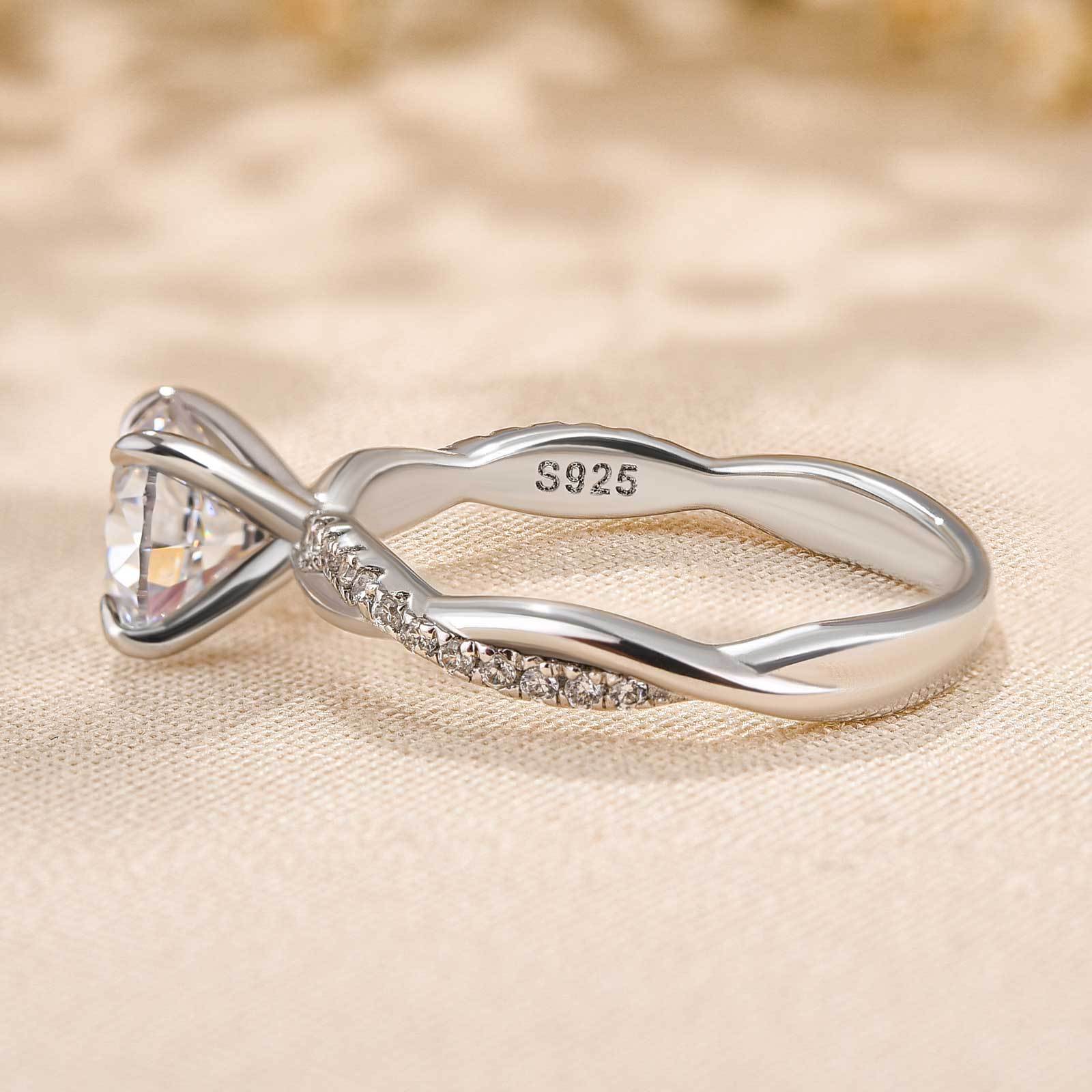 Twist 1.25 Carat/2.0 Carat Round Cut Promise Ring For Her In Sterling Silver