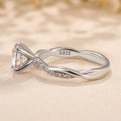 Twist 1.25 Carat/2.0 Carat Round Cut Promise Ring For Her In Sterling Silver