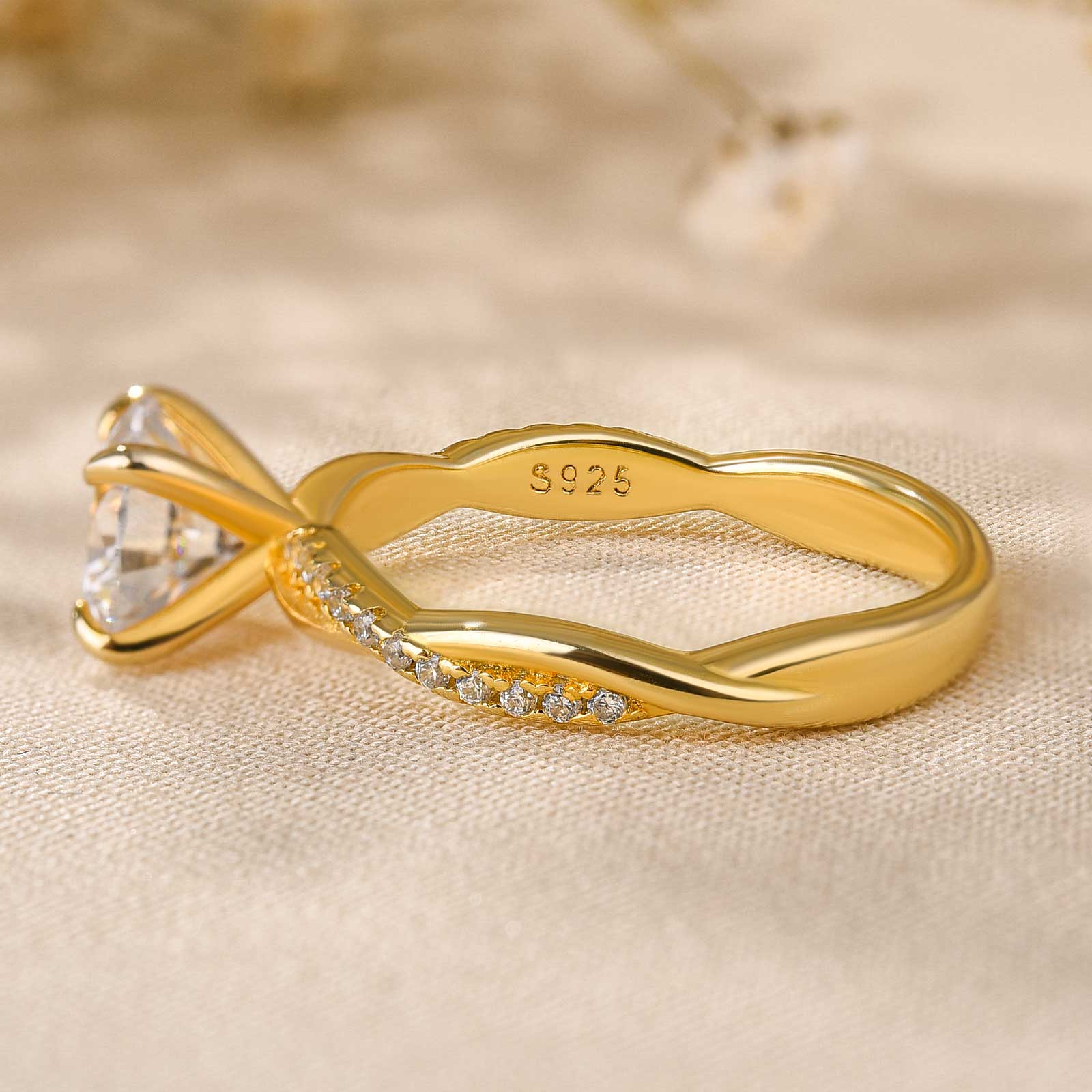 Twist 1.25 Carat/2.0 Carat Round Cut Promise Ring For Her In Sterling Silver