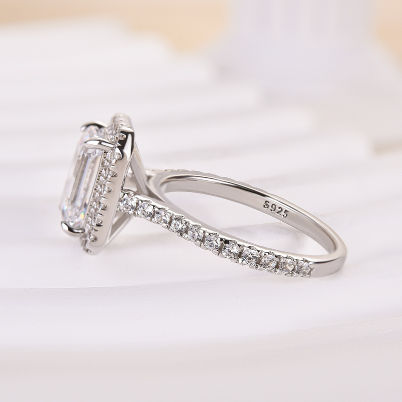Maxine Attractive Halo Emerald Cut Engagement Ring