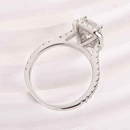 Maxine Attractive Halo Emerald Cut Engagement Ring