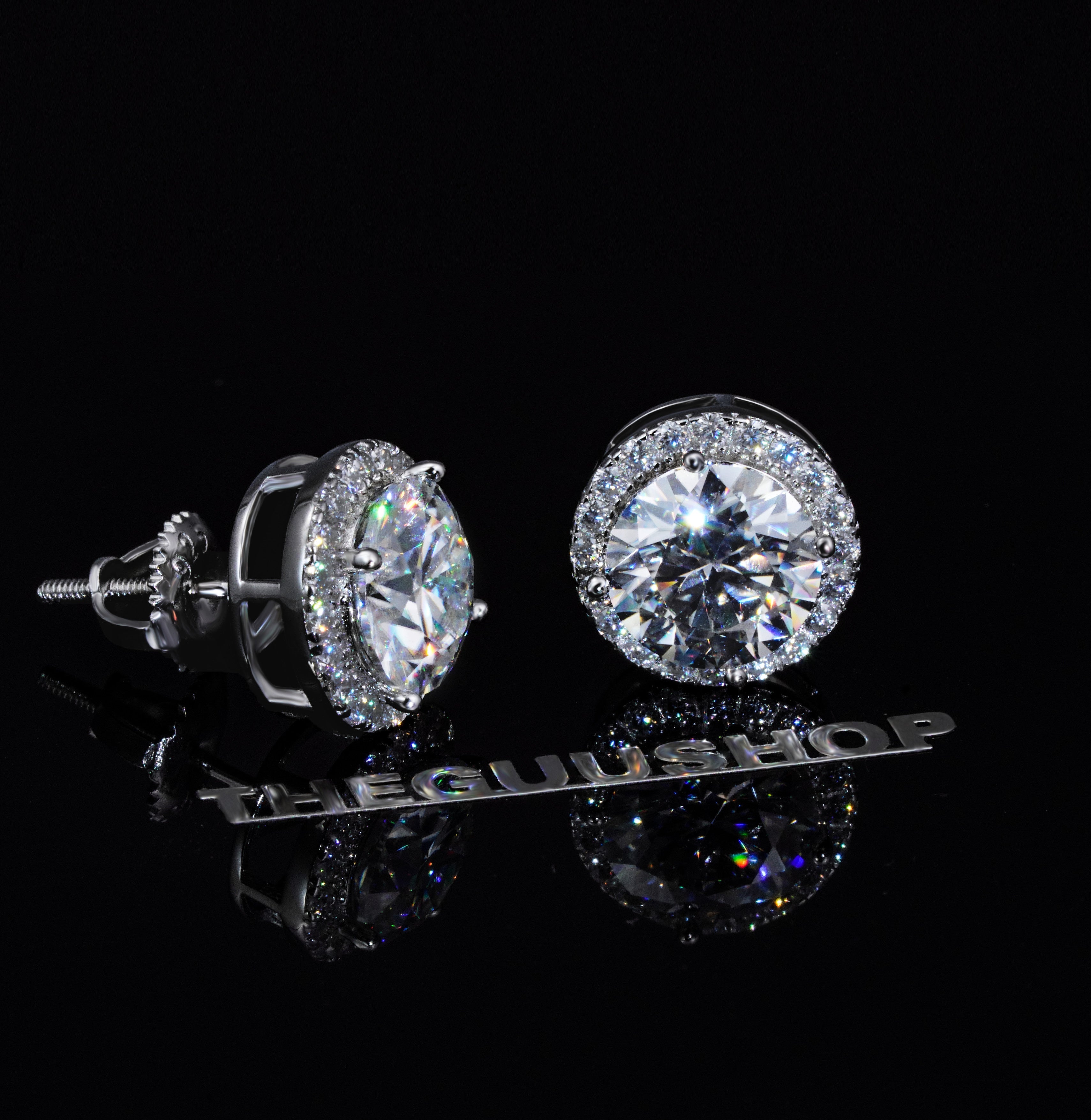 2.00 Carat Certified VVS1 Moissanite Halo Earrings