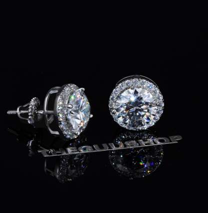 2.00 Carat Certified VVS1 Moissanite Halo Earrings