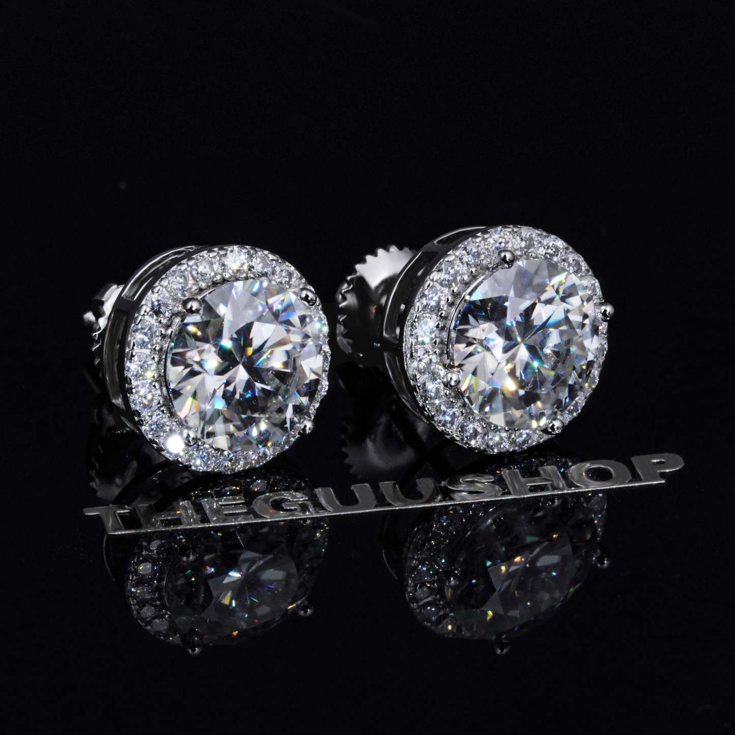 2.00 Carat Certified VVS1 Moissanite Halo Earrings