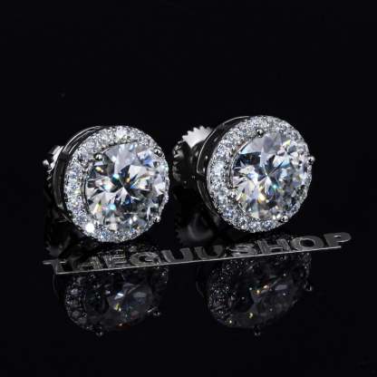 2.00 Carat Certified VVS1 Moissanite Halo Earrings