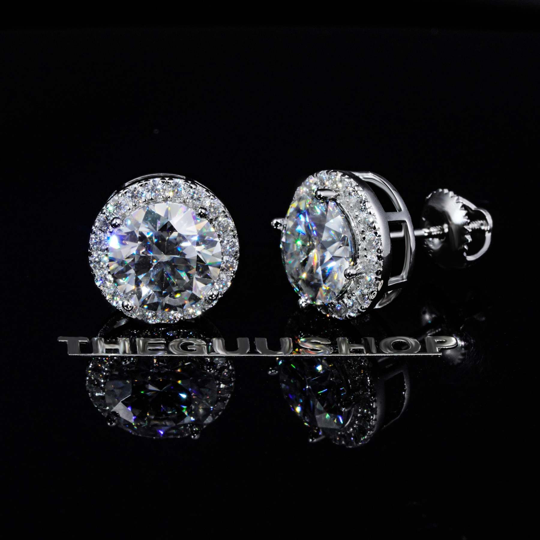 2.00 Carat Certified VVS1 Moissanite Halo Earrings