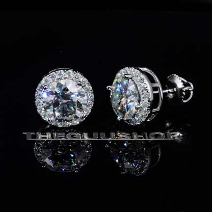 2.00 Carat Certified VVS1 Moissanite Halo Earrings