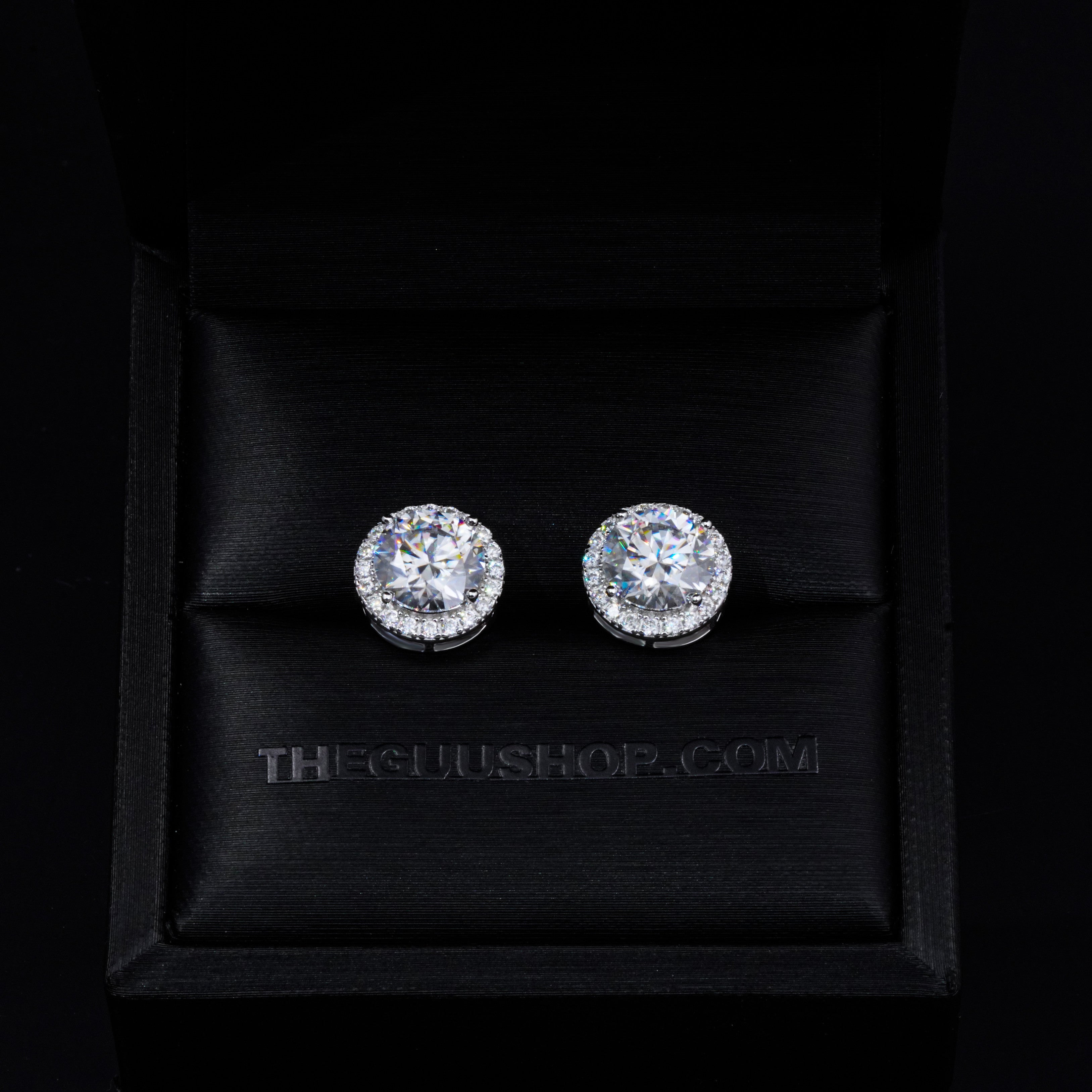 2.00 Carat Certified VVS1 Moissanite Halo Earrings