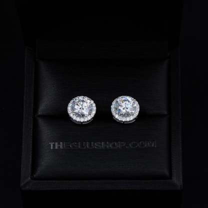 2.00 Carat Certified VVS1 Moissanite Halo Earrings