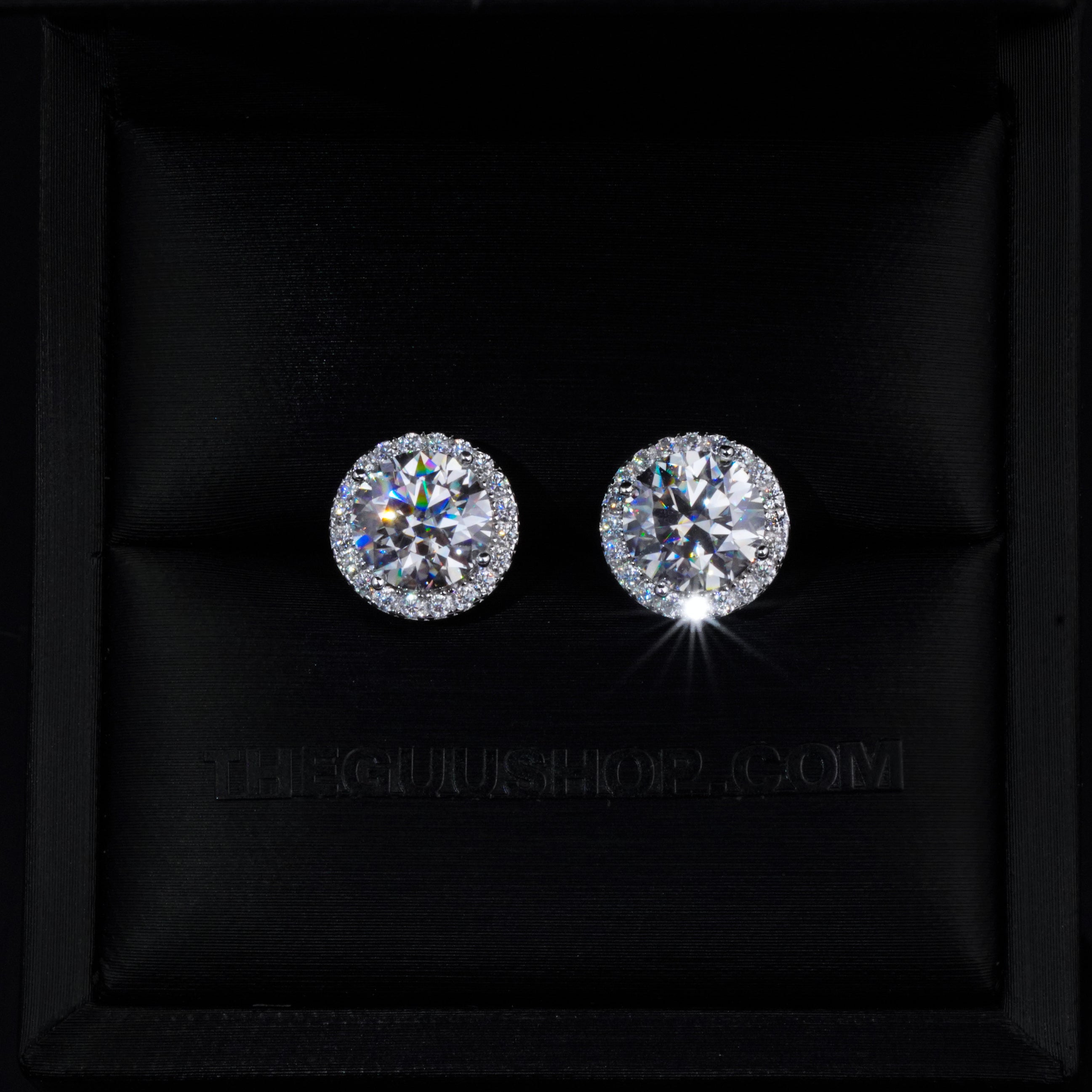 2.00 Carat Certified VVS1 Moissanite Halo Earrings