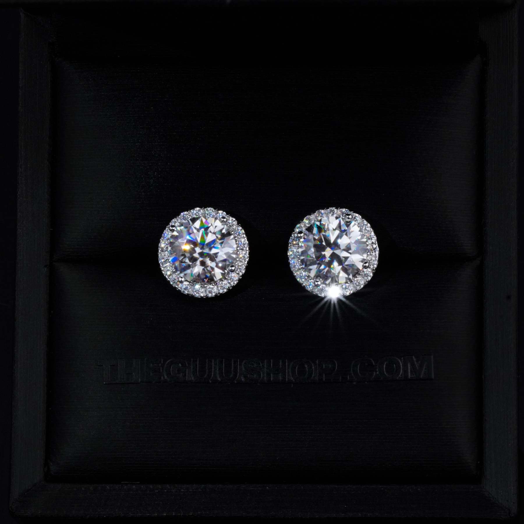 2.00 Carat Certified VVS1 Moissanite Halo Earrings
