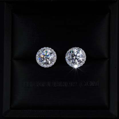 2.00 Carat Certified VVS1 Moissanite Halo Earrings