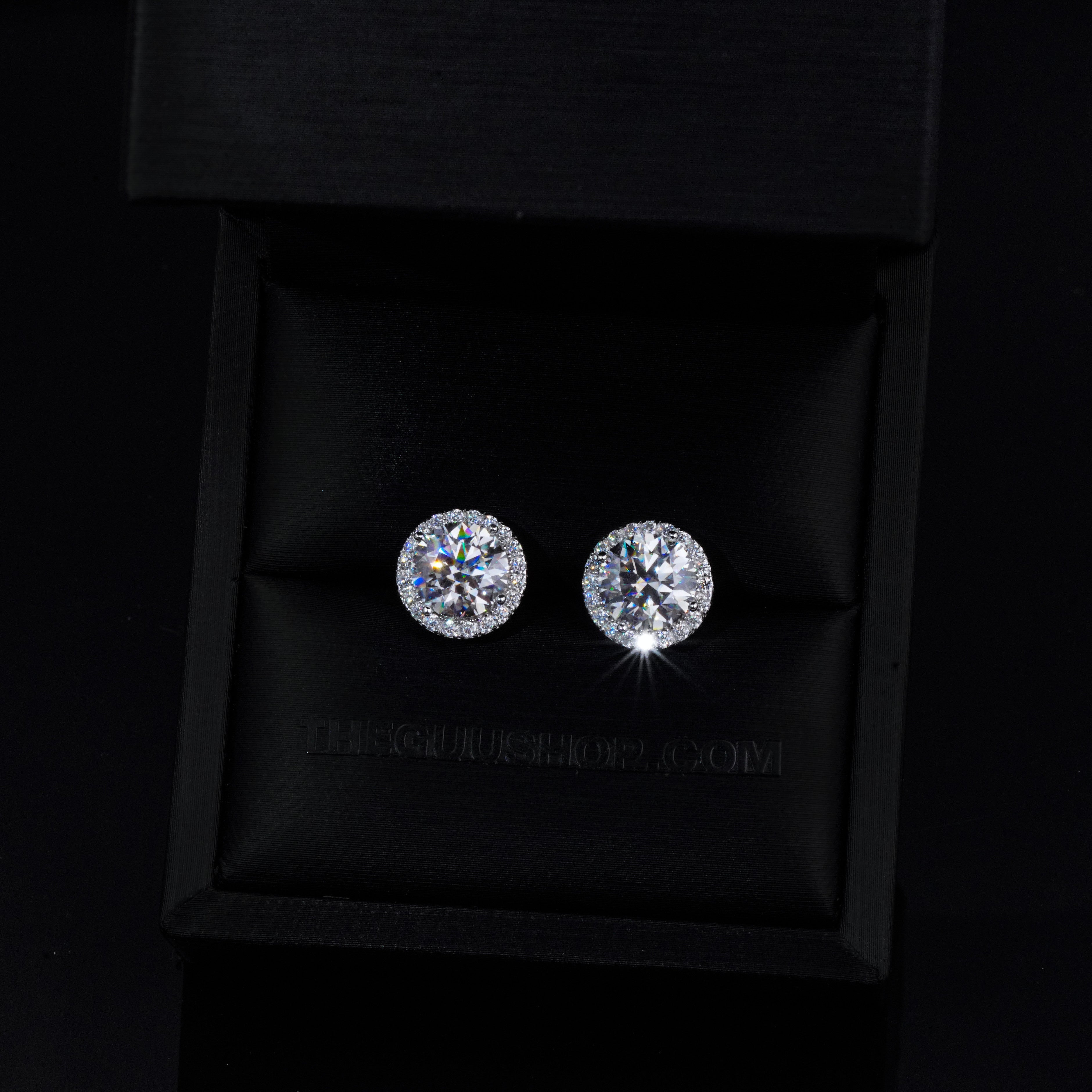 2.00 Carat Certified VVS1 Moissanite Halo Earrings