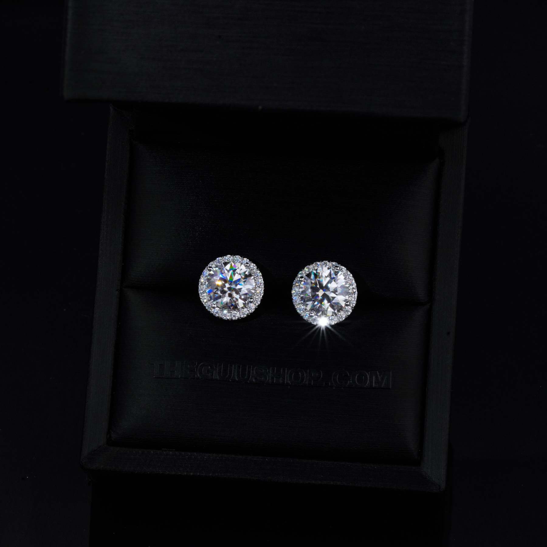 2.00 Carat Certified VVS1 Moissanite Halo Earrings