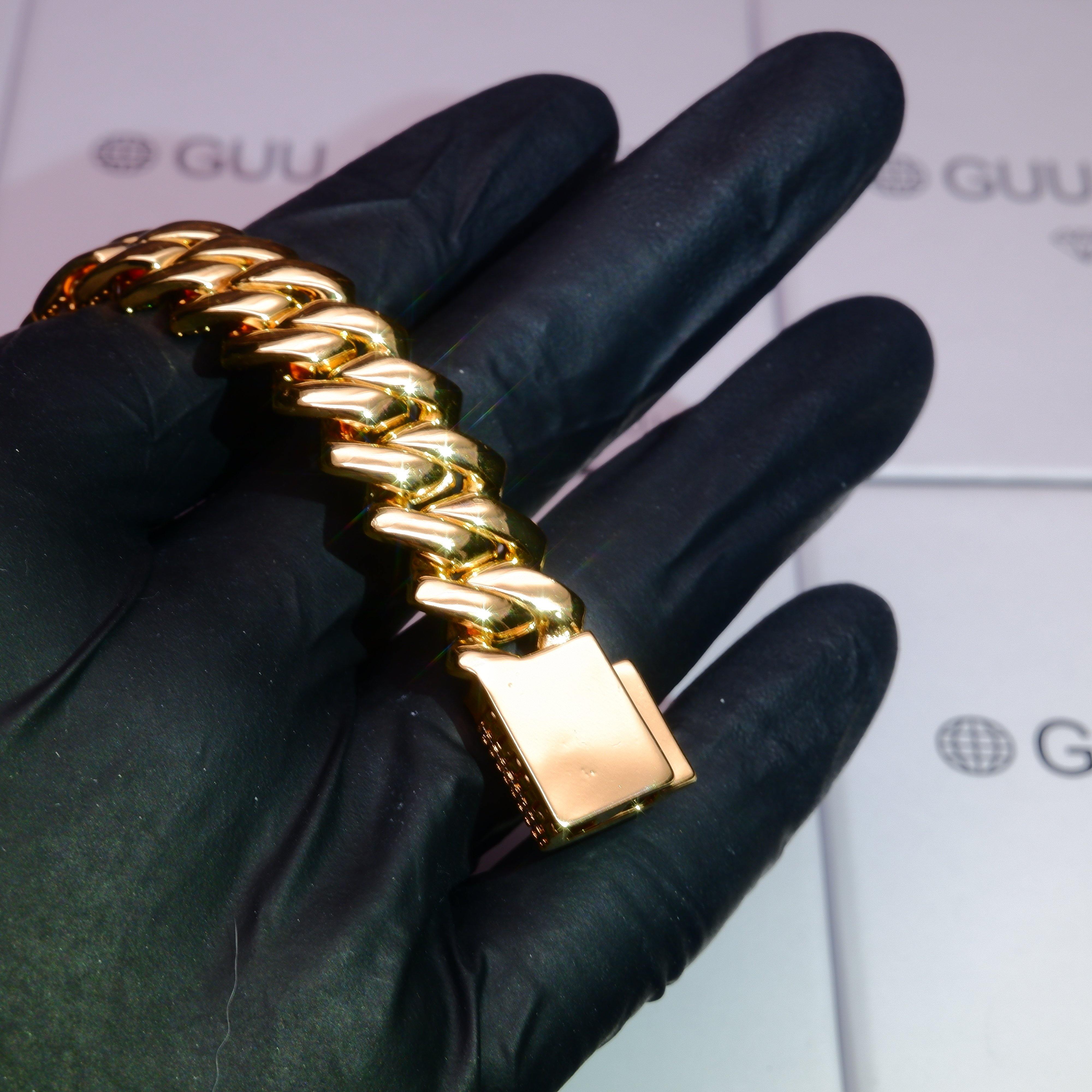 18K White/Gold-Plated Seamless Rhombic Iced Cuban Chain