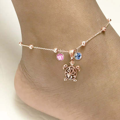 Sterling Silver Personalized Filigree Turtle Orca Whale Single Layer Anklet Bracelet
