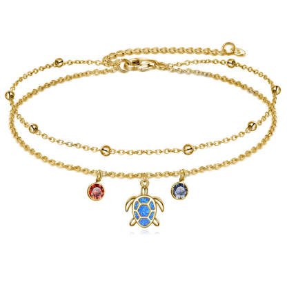 Sterling Silver Personalized Filigree Turtle Orca Whale Single Layer Anklet Bracelet