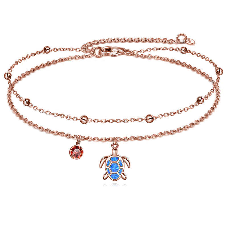 Sterling Silver Personalized Filigree Turtle Orca Whale Single Layer Anklet Bracelet