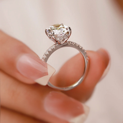 Classic Oval Cut Simulated Diamond Engagement Ring In Sterling Silver